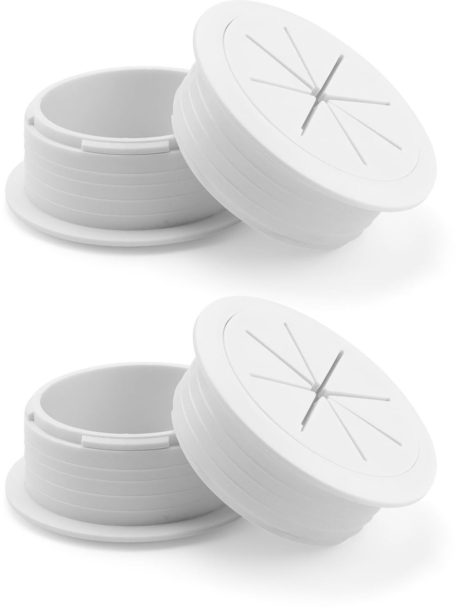 Dailygoods- Kabeldoorvoer 4 Stuks - Kabeldoorvoer Wit - Kabeldoorvoer 60mm - Antislip - Duurzaam - Flexibel en Sterk - Kabeldoorvoerplug