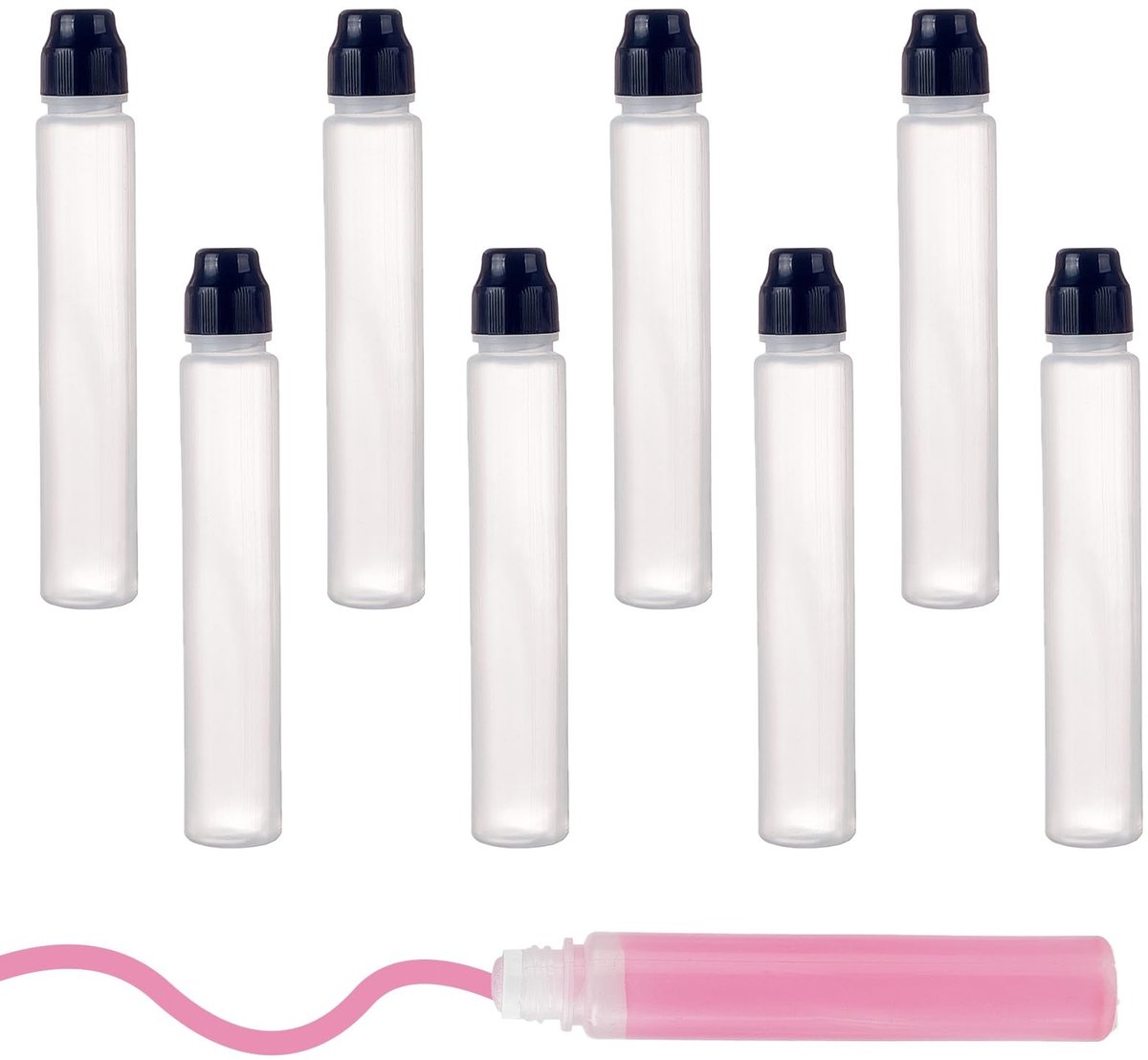 Dailygoods- Viltstiften 8 stuks - Navulbare Tampon-flessen - Puntige Punt - Kunsthars - Betrouwbaar en Eenvoudig te Bedienen - Afmetingen 124 x 24 mm - Kleurflessen