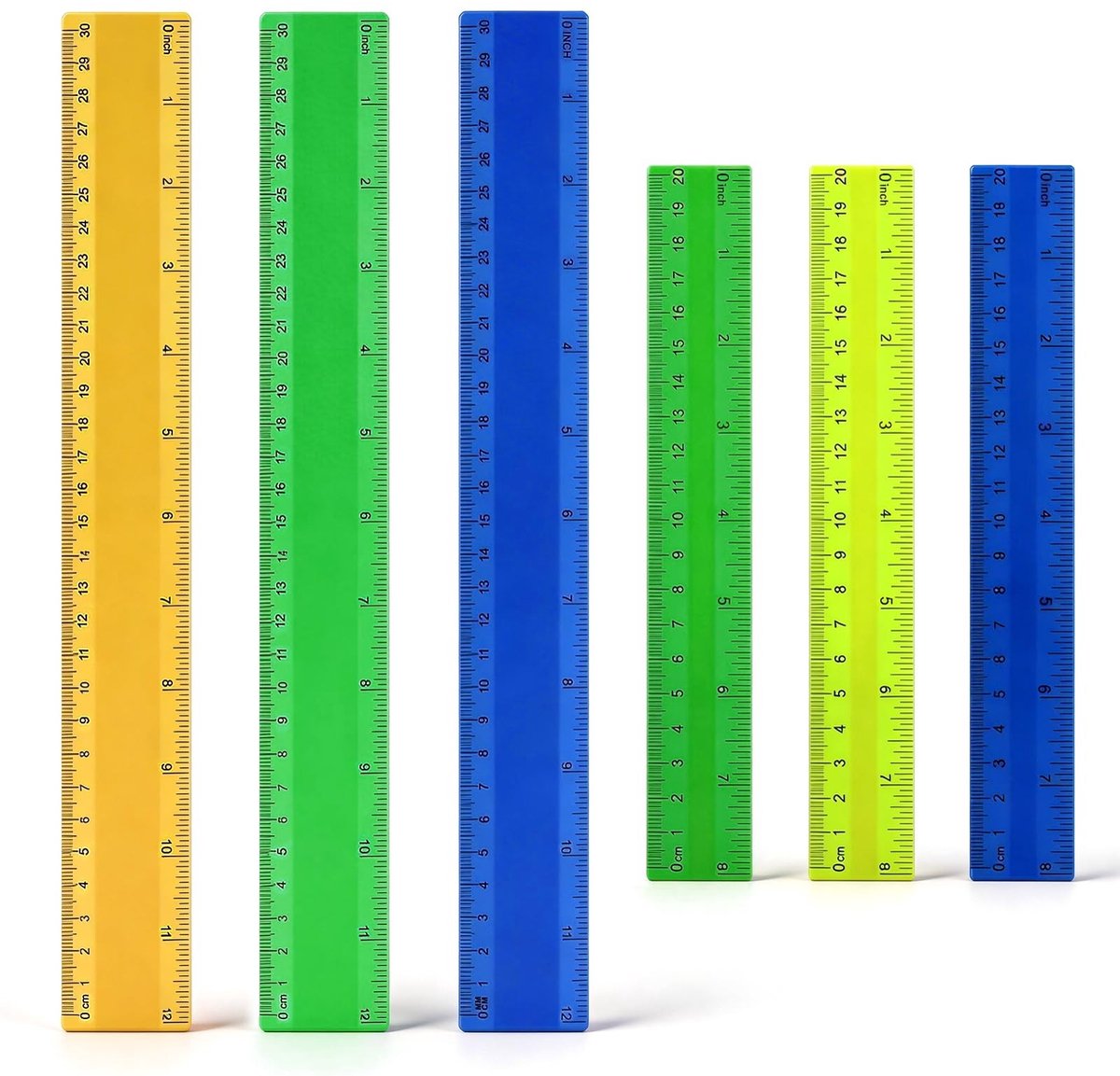 Dailygoods- Liniaal Set van 6 - 20 cm/30 cm - Kunststof - Flexibele Precisie - Meettechniek - Lichtgewicht - Duidelijke Gradaties - Meetlat