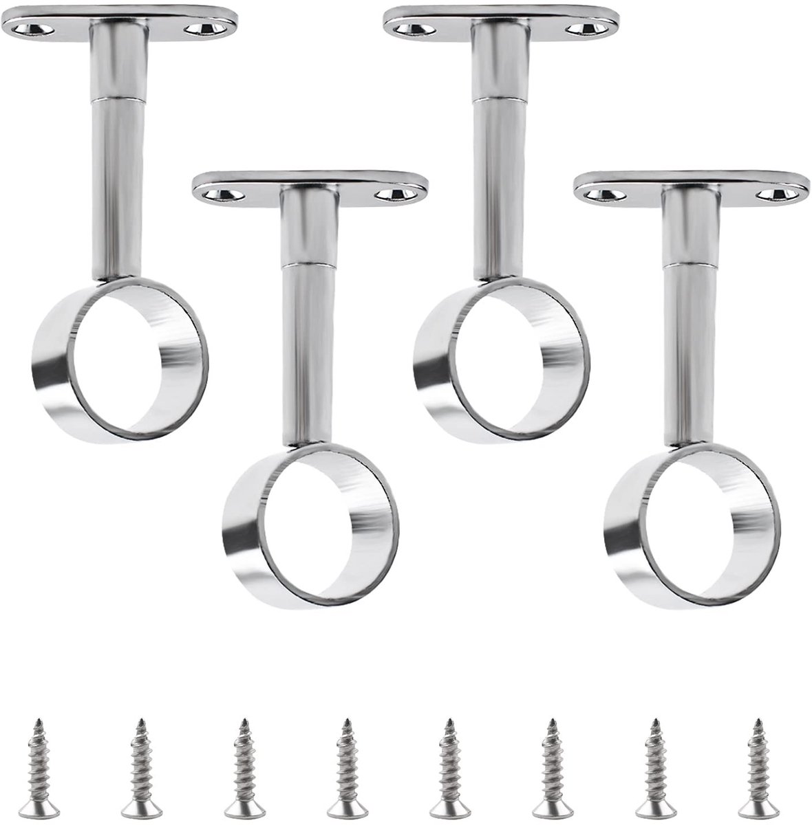 Dailygoods- Garderobe Pijp Roestvrij Staal - Verstelbare Beugel - Set van 4 - 25mm Diameter - Eenvoudig te Installeren - Stevig en Duurzaam - Gordijnroede