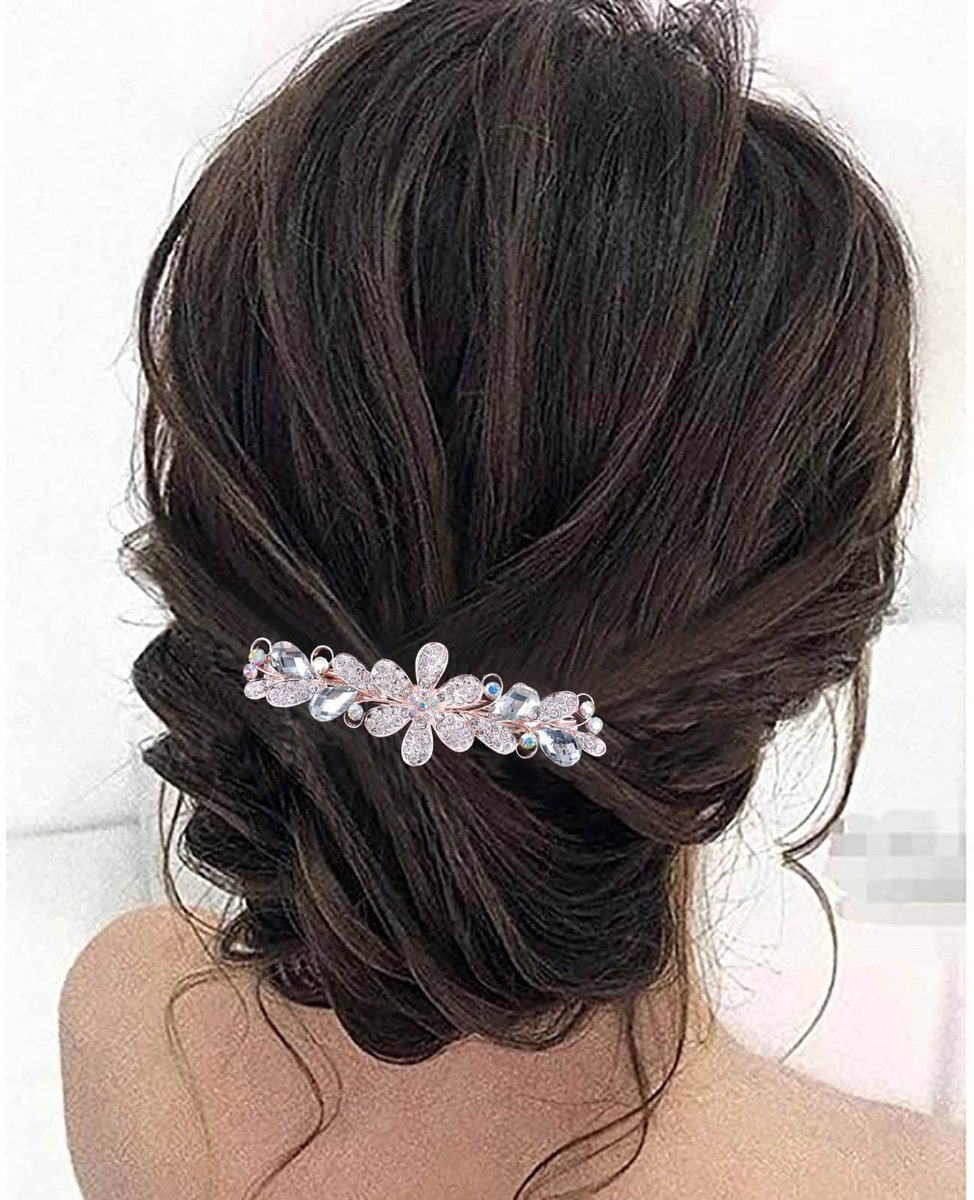 Dailygoods- Haarclip Gouden Kristal - Haarspeld Bruiloft - Decoratieve Hoofddeksel - Haaraccessoires Dames - Kristallen Edelstenen - Handgemaakt Artikel