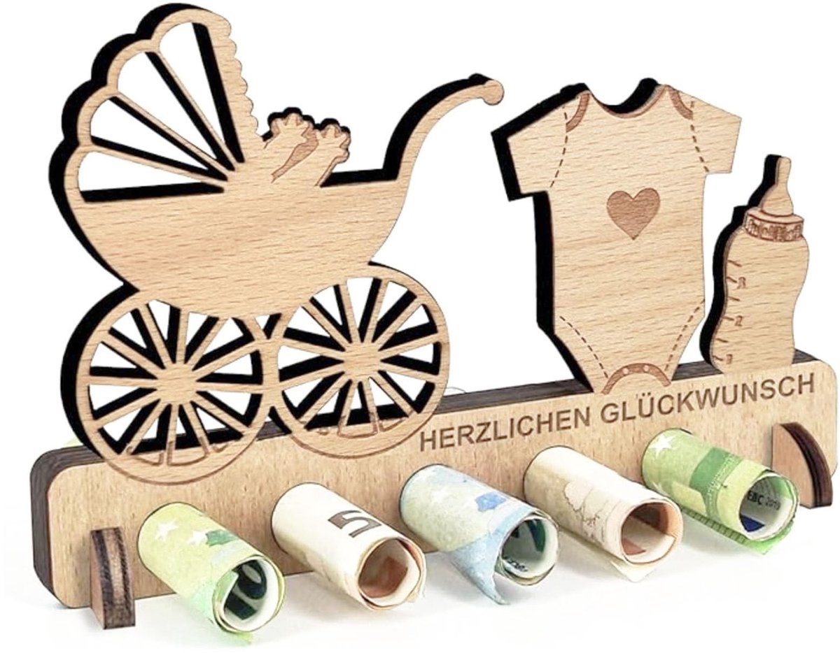 Dailygoods- Geboortecadeau Origineel - Kraamcadeau Jongen/Meisje - Houten Decoratie - Geldgeschenk - Verjaardag - Persoonlijke Wensen