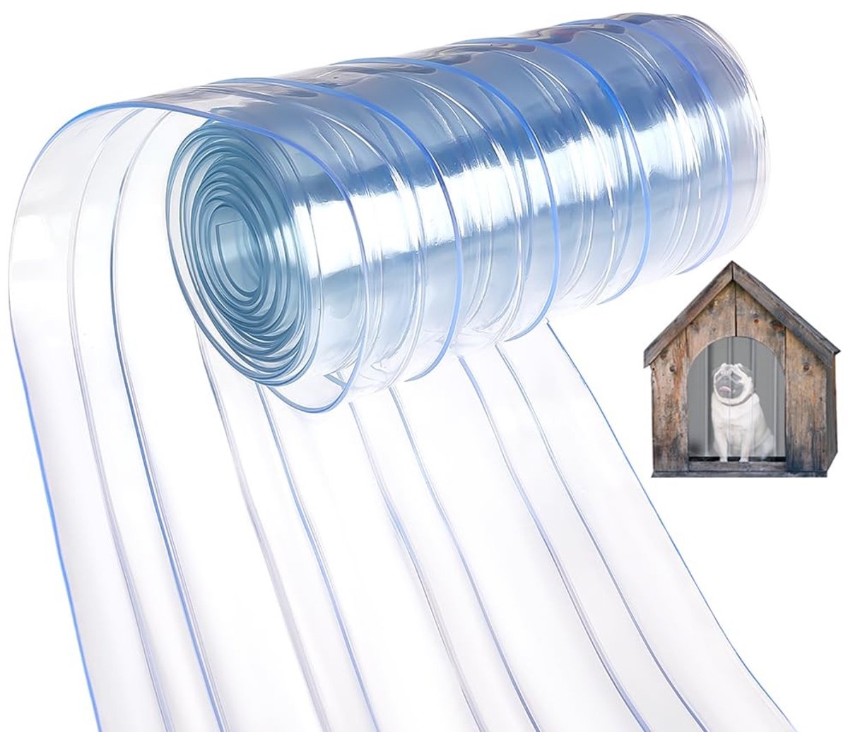 Dailygoods- PVC Gordijn 3m - Geribbeld - Blauw - Flexibel - Eenvoudig op maat te snijden - Voorkomt plakken - Deurgordijn