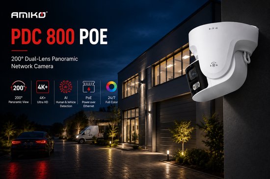 Amiko PDC 800 PoE - 200° Dual-Lens Panoramische Netwerkcamera - 4K+ Full Color - AI Detectie van Amiko — afbeelding 3