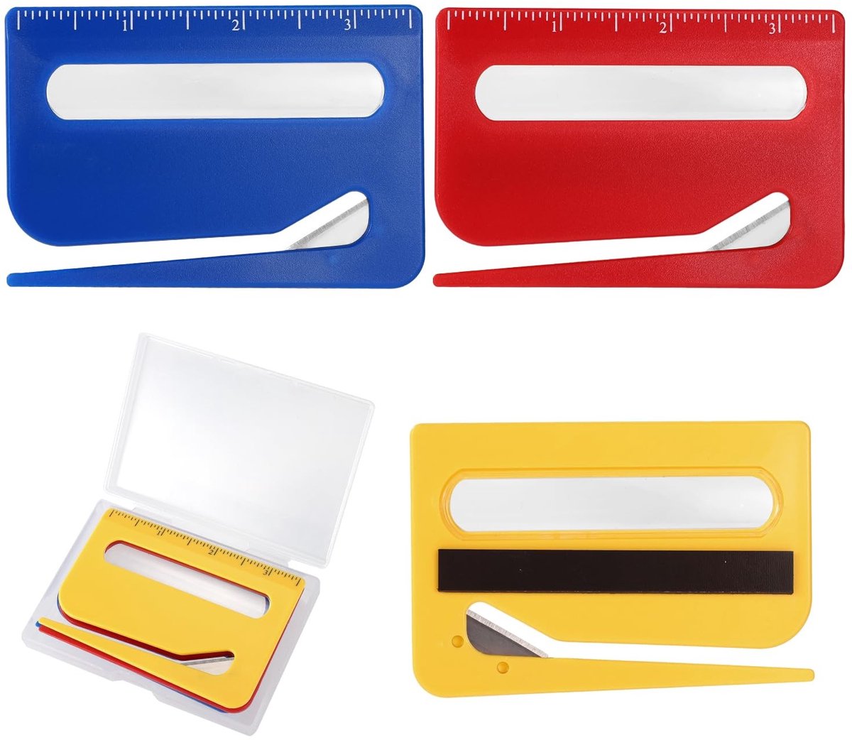 Dailygoods- Briefopener Magnetisch - Envelopopener - Kunststof/Staal - 3 Stuks - Opbergdoos - 9,5 x 6,5 cm