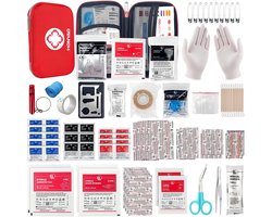 HONYAO First Aid Kit, Medical Survival, Compact Kit with Light Hard Box for Car, Motorcycle, Home, Work, Outdoor, Camping, Hiking, Emergency, First Aid