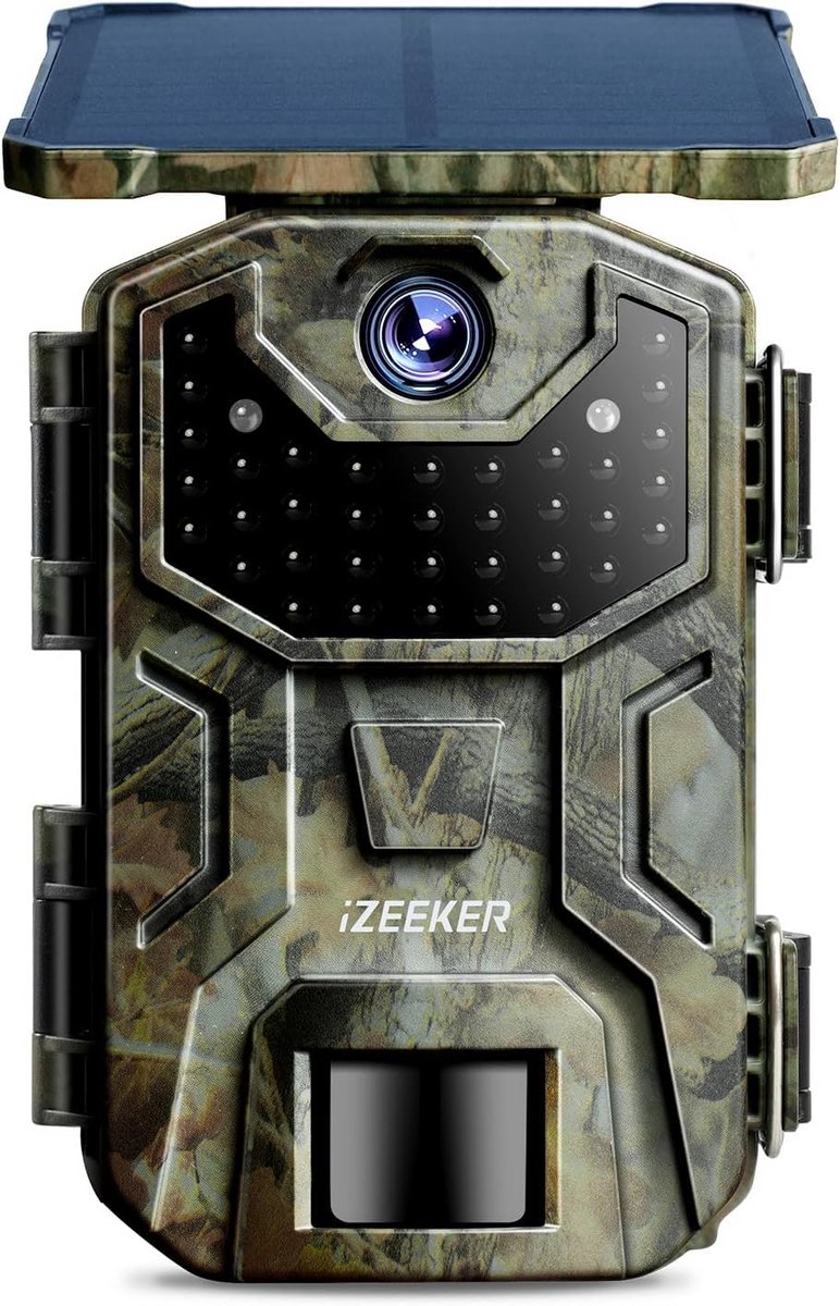 Wildcamera op zonne-energie - Nachtzicht camera - Dieren observeren - Dubbele stroomvoorziening - 4K 48MP resolutie - Gecamoufleerd