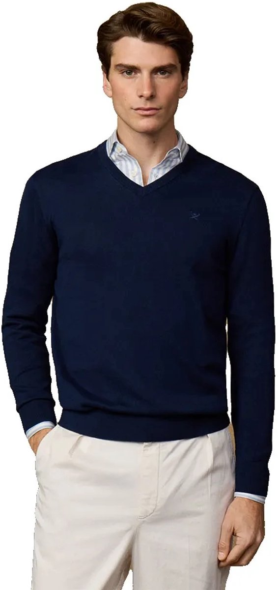 Hackett Ess Cotton Trui Met V-hals Blauw S Man