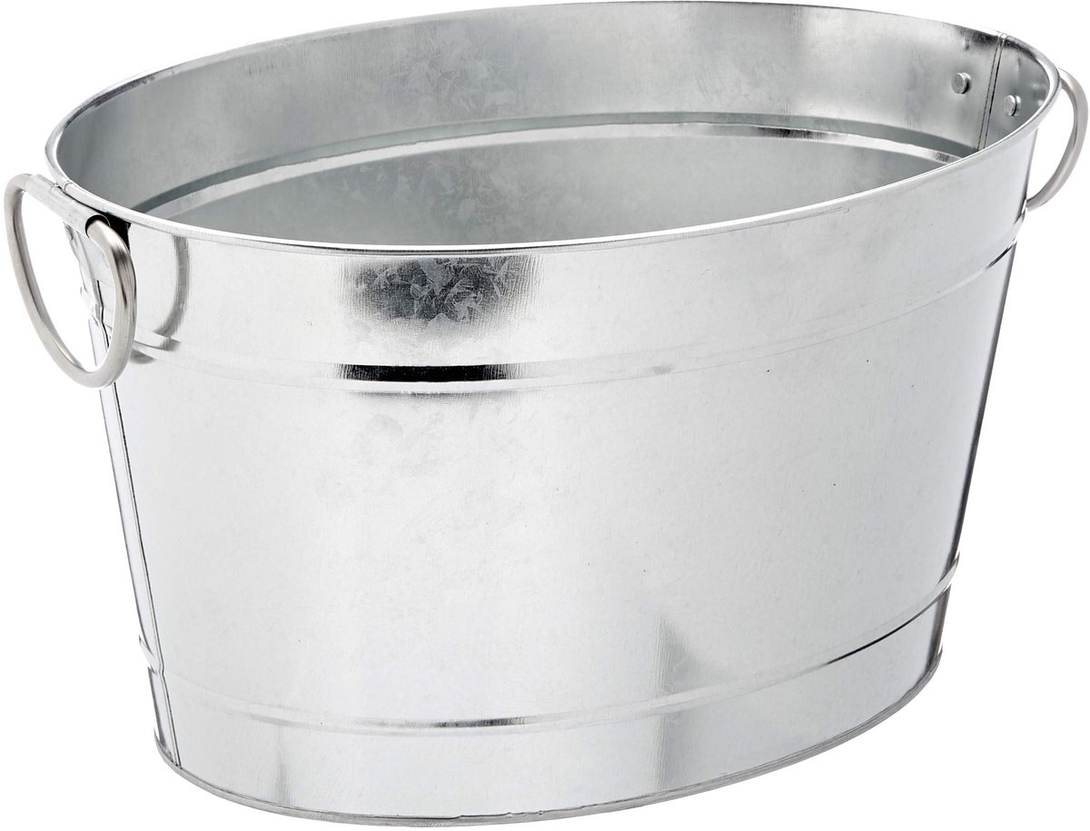 APS-Germany® Wijnkoeler met Lekbak en Handvaten - IJsemmer - Bierkoeler - Champagne koeler - Champagne Emmer - Edelstaal - RVS look - 11 Liter - 40x28x22 cm