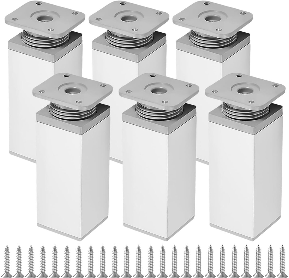 Dailygoods- Meubelpoten Verstelbaar - Aluminium - Hoogte 60 mm - Diameter 40 mm - Set van 6 - Duurzaam - Slijtvast - Tafelpoten