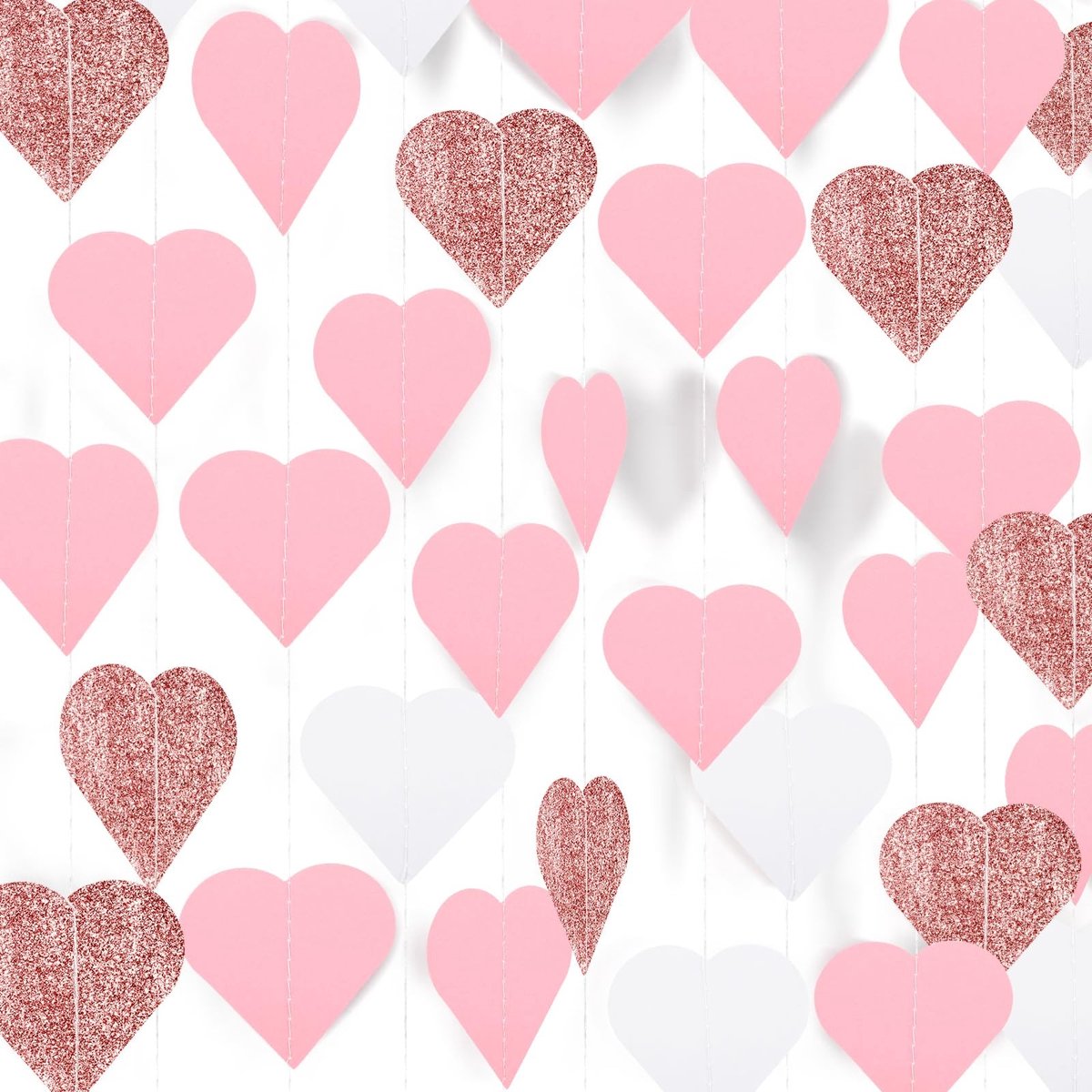 Dailygoods- Hart Garland 120 Stuks - 3D Papier Slinger - Feestdecoratie - Valentijnsdag - Bruiloft - Verjaardag - 4,2 Meter Lang
