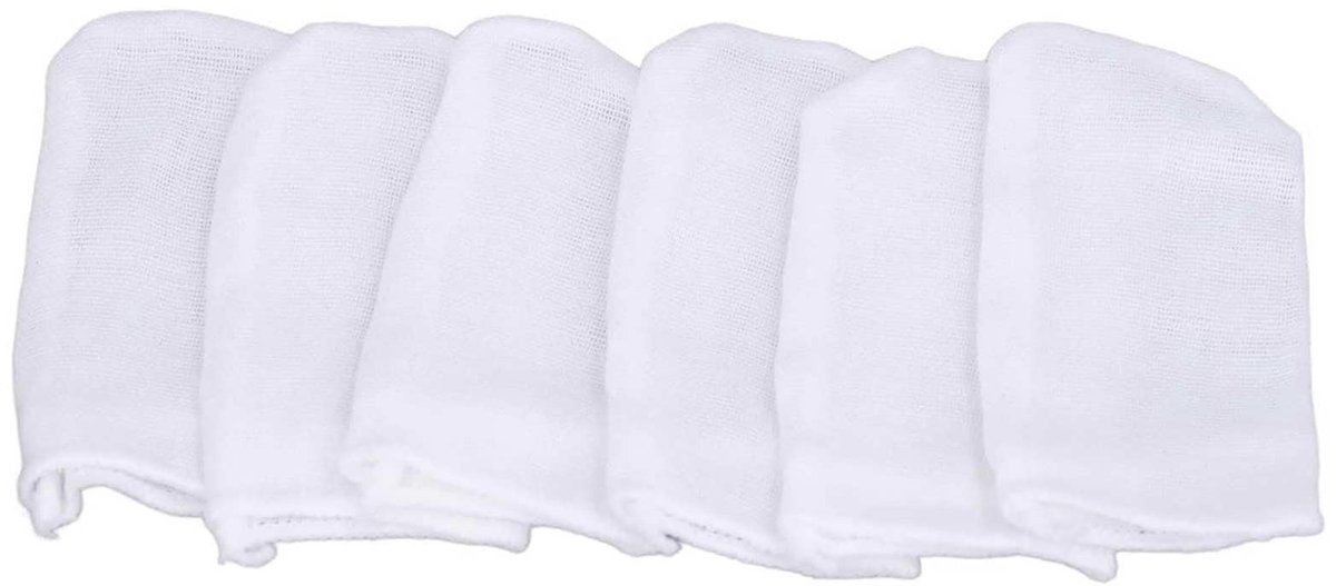 Dailygoods- Vingerborstel 6 Stuks - Zachte Baby Vingerborstel - Katoenen Gaas - Tand- en Mondreiniger - Bevestigingsring - Comfortabele Verzorging - Tandenborstel