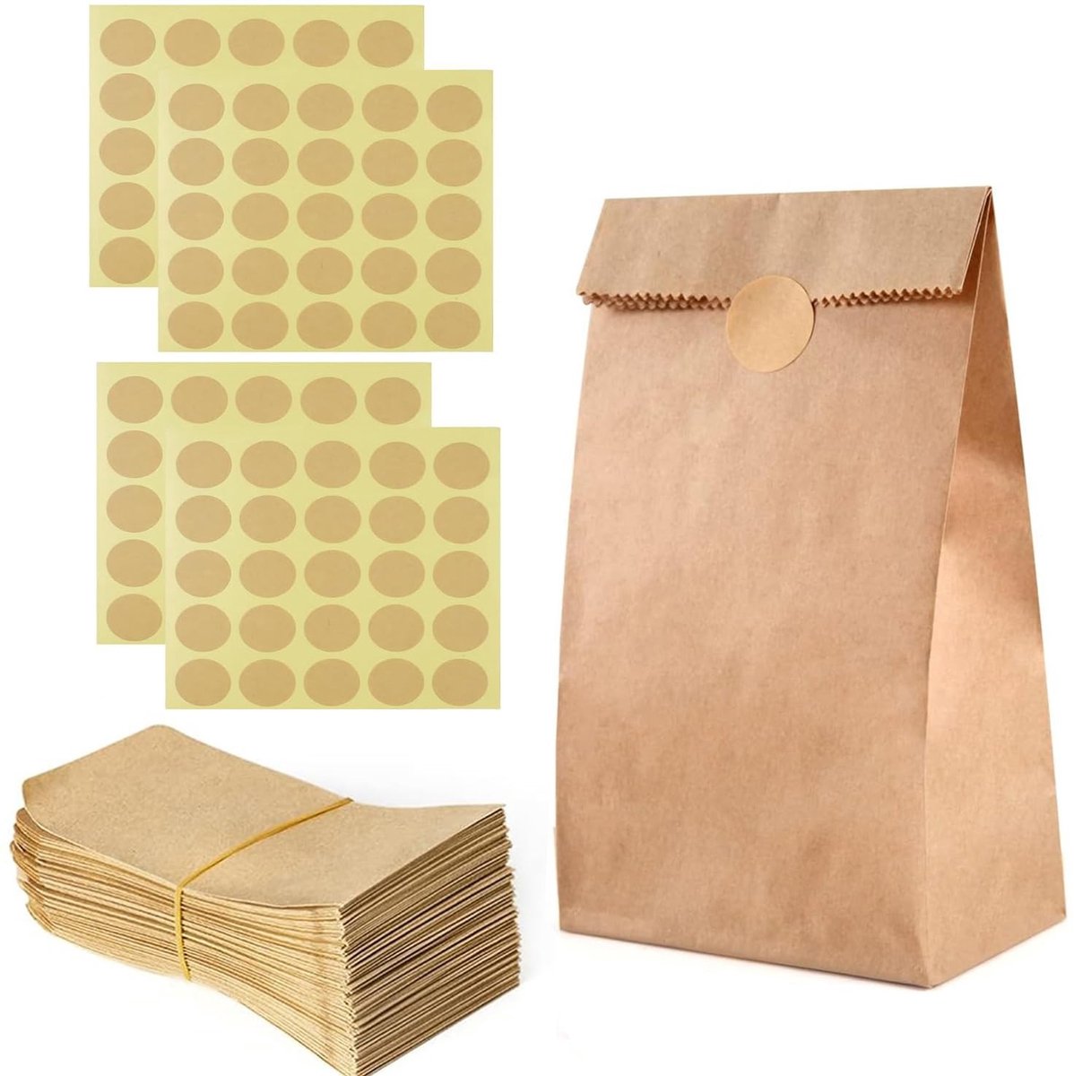 Dailygoods- Kraftzakjes 100 stuks - Mini zakjes - Bruin - Voor zaden/munten - Stevig kraftpapier - Afmetingen 6 x 10 cm - Zaadzakjes
