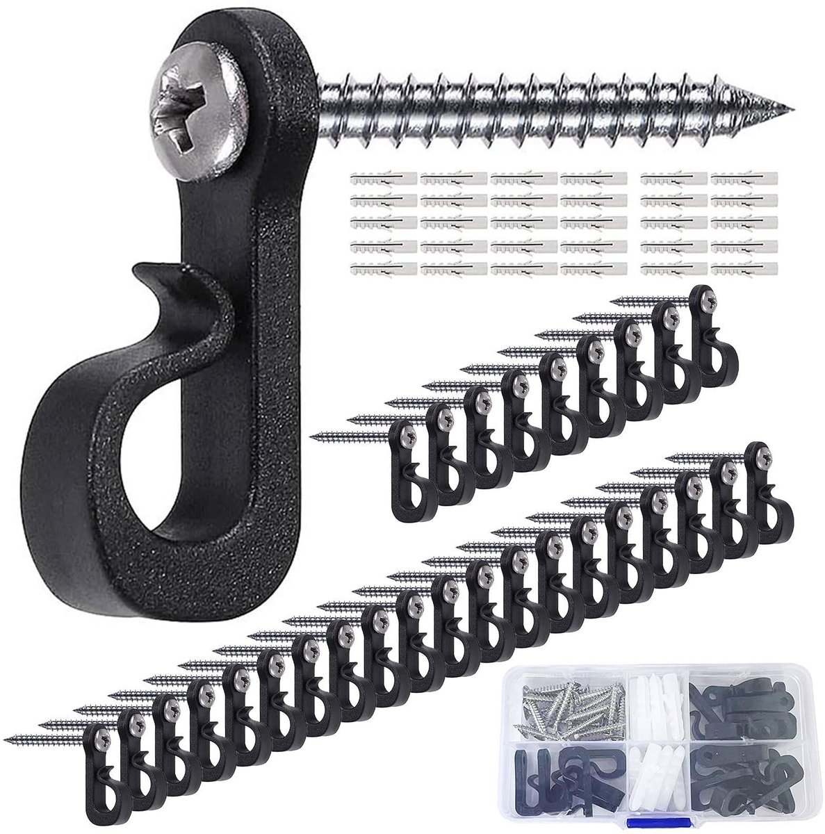 Dailygoods- Licht Haken Set van 30 - Ophanghaken - Schroefhaken - Haakjes voor Kerstverlichting - Duurzaam - Tot 7,5 kg Belastbaar