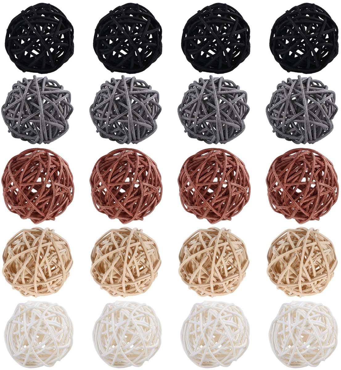 Dailygoods- Rotan Ballen 20 Stuks - Natuurlijke Rieten Ballen - Decoratieve Ballen - Lichtgewicht - Handgeweven - 3 cm