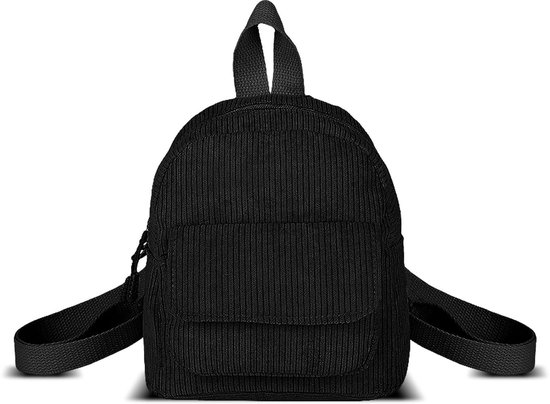 Modieuze damesrugzak - corduroy mini-rugzak, portemonnee, kleine rugzakken voor vrouwen en meisjes, stijlvolle kleine rugzak voor dating, werken - zwart