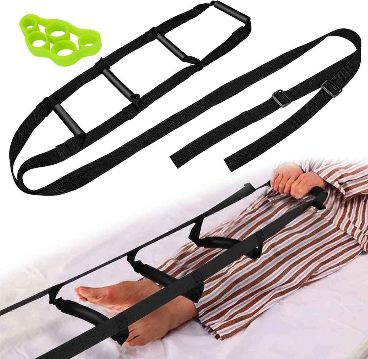 Dailygoods- Bedladder Verstelbaar 232 cm - Oprichthulp - Touwladder - Vingertrainer - Hoogwaardig Nylon - Lichtgewicht en Duurzaam