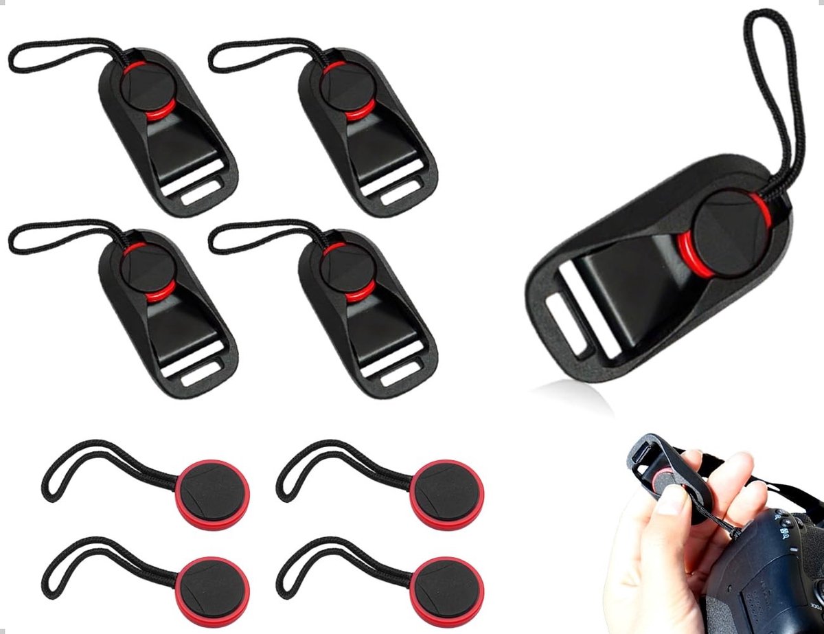 Dailygoods- Snelsluitgespen Set van 4 - Camerariem Adapter - Bevestigingsringen - Draagvermogen - Versterkte Nylon Band - Comfortabele Pasvorm