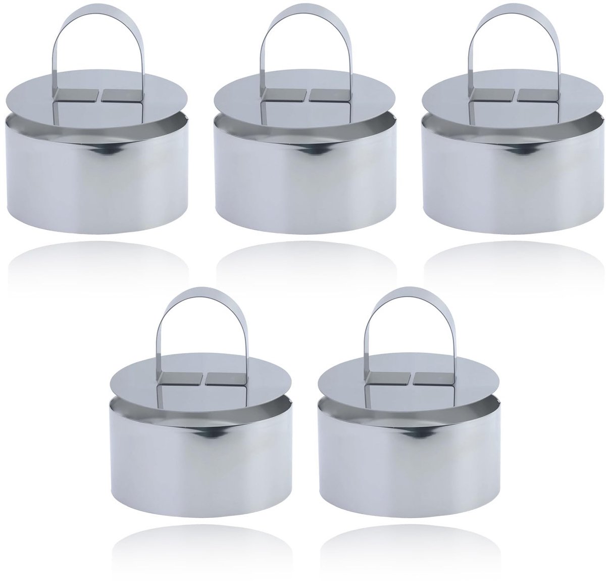 Dailygoods- Dessertringen 5 Stuks - Ronde Bakringen - Roestvrij Staal - Herbruikbaar - Mousse-Taartringen - Duurzaam en Praktisch