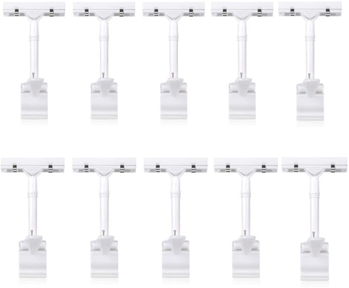 Dailygoods- Tekenclips 10 Stuks - Verstelbare Clip - Draaibare Clip - Stevig en Lichtgewicht - Prijskaarthouder - Geschikt voor Winkel Plank - Prijskaartjes