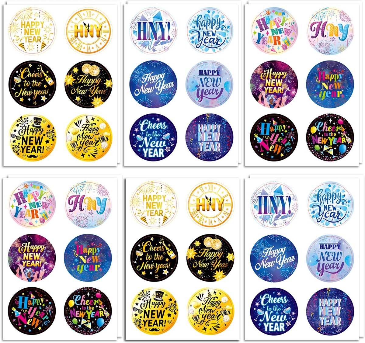 Dailygoods- Stickers Gelukkig Nieuwjaar 2026 - 72 Stuks - Ronde Etiketten - Geschenkdozen Decoraties - Premium Kwaliteit Papier - 4 x 4 cm