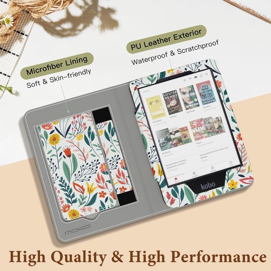 Dailygoods- Boekhoes Slim PU Shell - Ereader Hoesje - Kobo Clara BW/Colour - Vouwbare Stand - Hand Strap - Kaartsleuven - E-reader Hoes — afbeelding 3