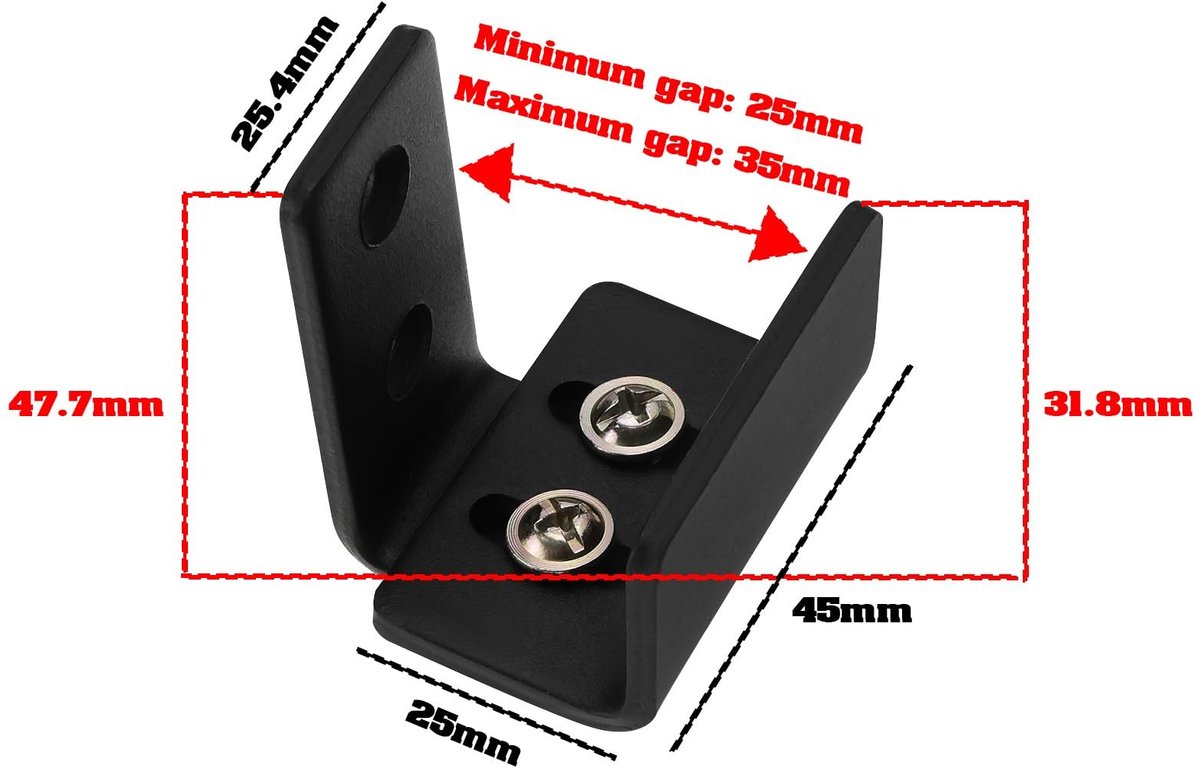 Dailygoods- Vloergeleider Verstelbaar - Schuifdeurgeleider - Koolstofstaal - Geschikt voor Deuren 25-35 mm - Inclusief Schroeven - Lengte 47,7 mm