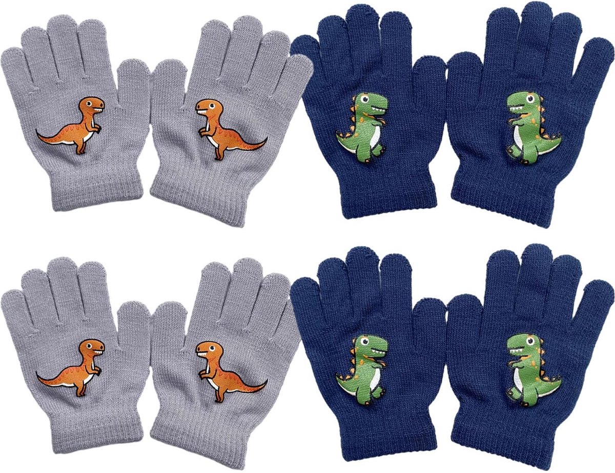 Dailygoods- Winterhandschoenen Waterdicht - 4 Paar Kinderhandschoenen - Gebreide Vingerhandschoenen - Thermo Acrylvezels - Duurzaam en Huidvriendelijk
