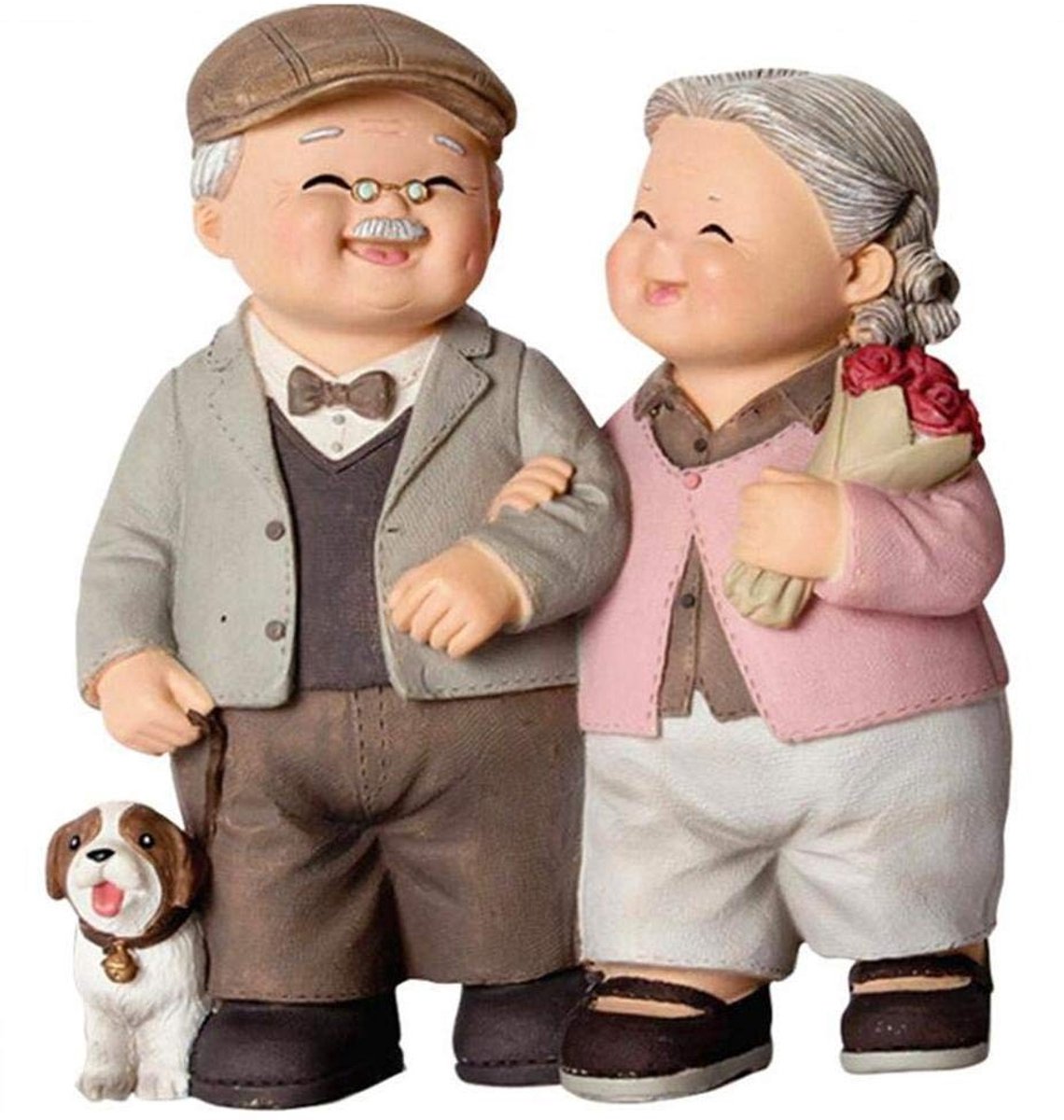 Dailygoods- Taarttopper Huwelijksverjaardag - Taartdecoratie - Figuren Oma/Opa - Hars - 11 x 12 cm - Elegante Decoratie - Decoratiefiguur