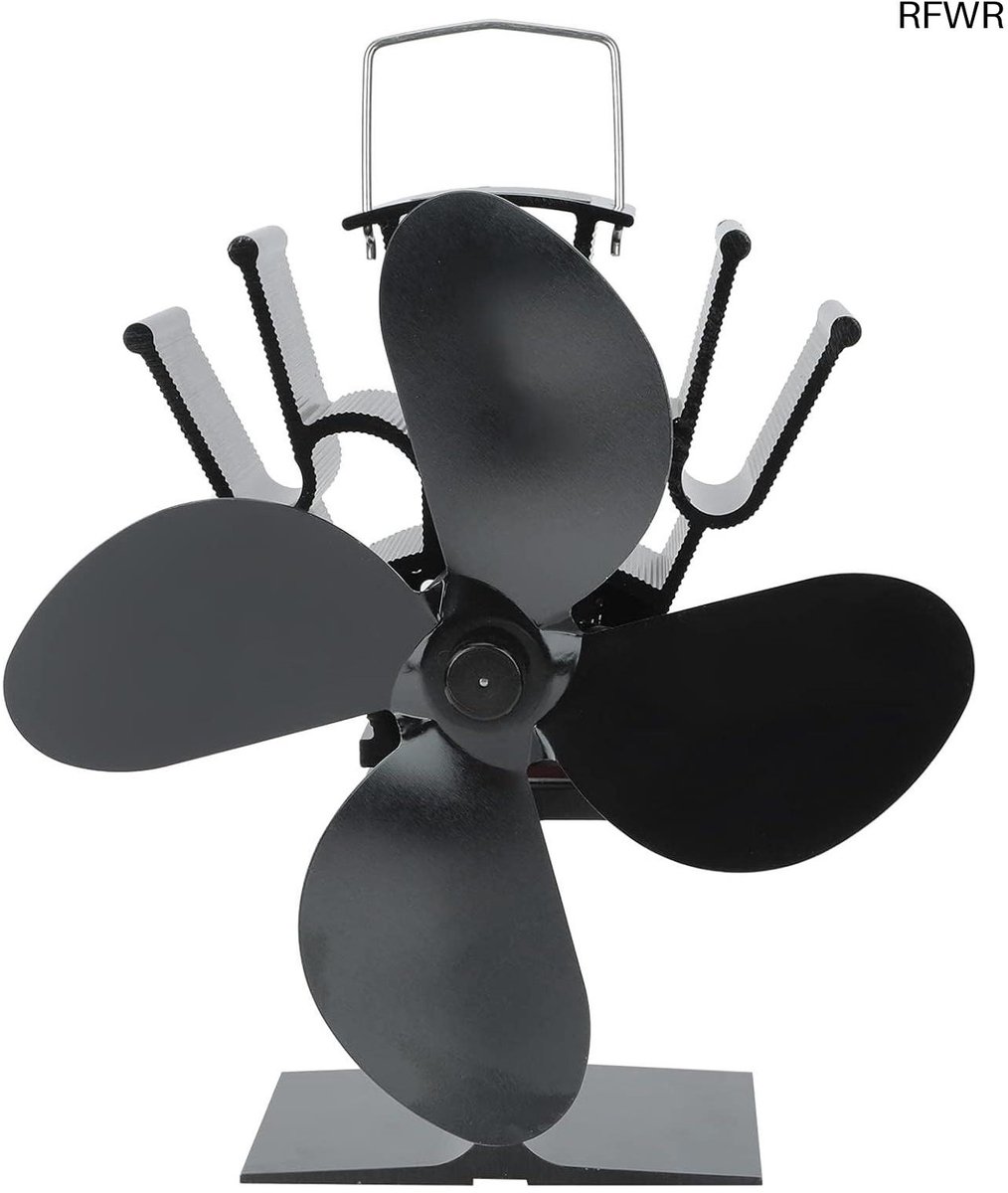 Haard Ventilator - Kachel Fan - Warmte Circulatie - Door Warmte Aangedreven - 19.7x15x11.9 cm - Zwart