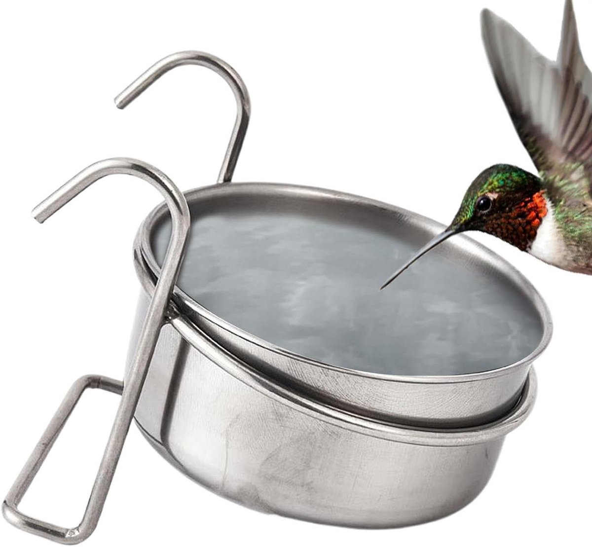Vogelvoederbak - Voerbakje Kooi - Voeren Hydrateren - Roestvrij Staal - Verschillende Maten - Zilver