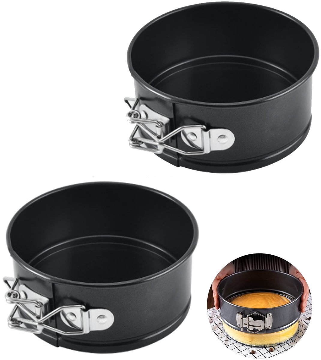 Dailygoods- Springvorm 11 cm - Mini Cakevorm - Antiaanbaklaag - Koolstofstaal - Ronde Bakvorm - Verplaatsbare Bodem