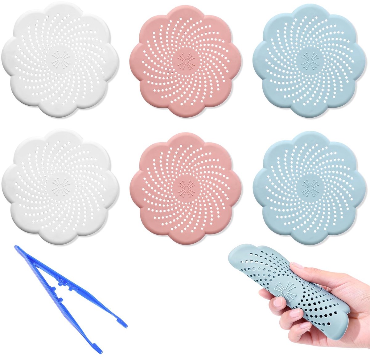 Dailygoods- Afvoerzeef 6 Stuks - Siliconen - Haarvanger - Doucheputje - Wastafel - Badkuip - Effectieve verstopping