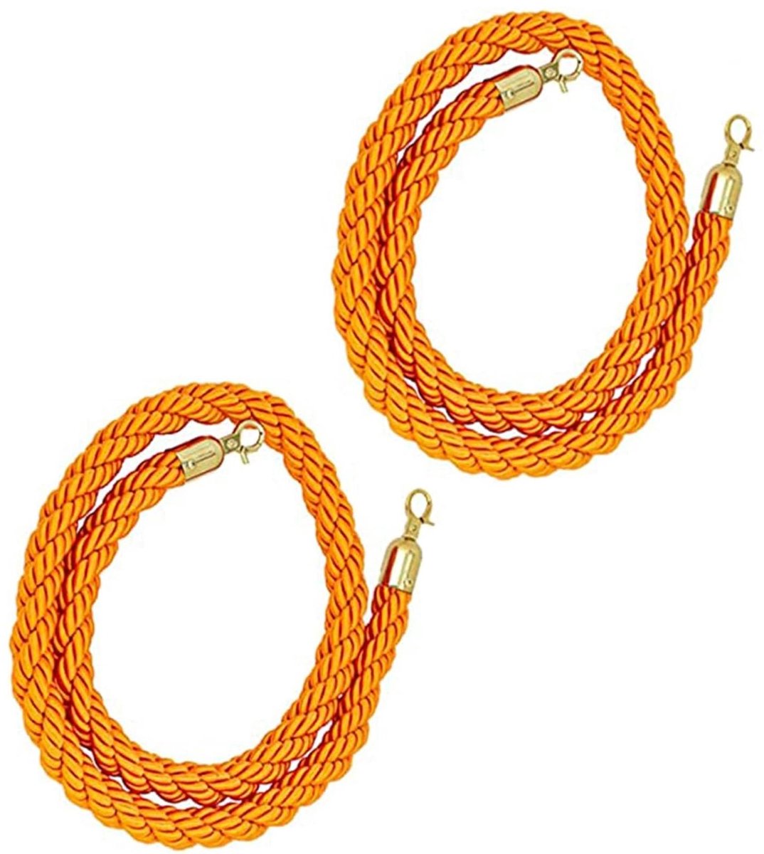 Afzetlint Touw - Hennep touw - Wachtrij Beheer - Met Karabijn Haken - 2 stuks 1.2m - Geel
