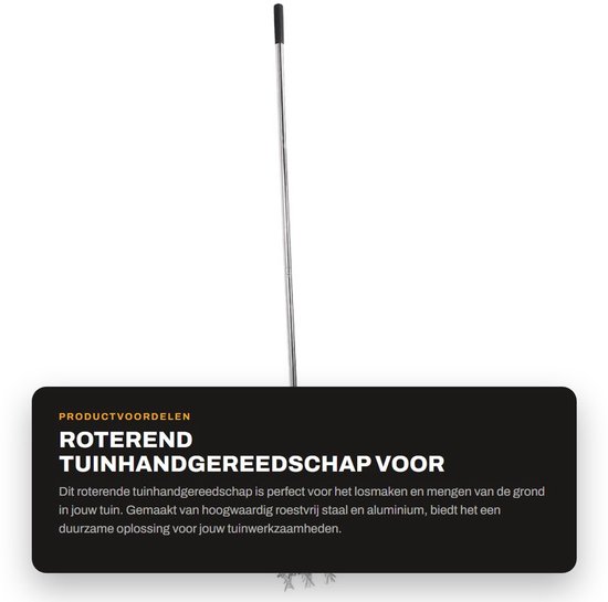Dailygoods- Grondcultivator Verstelbare Lengte - Roterend Tuinhandgereedschap - Roestvrij Staal - Duurzaam - Ergonomische Handgreep - Slijtvast - Tuinfrees van Dailygoods — afbeelding 5