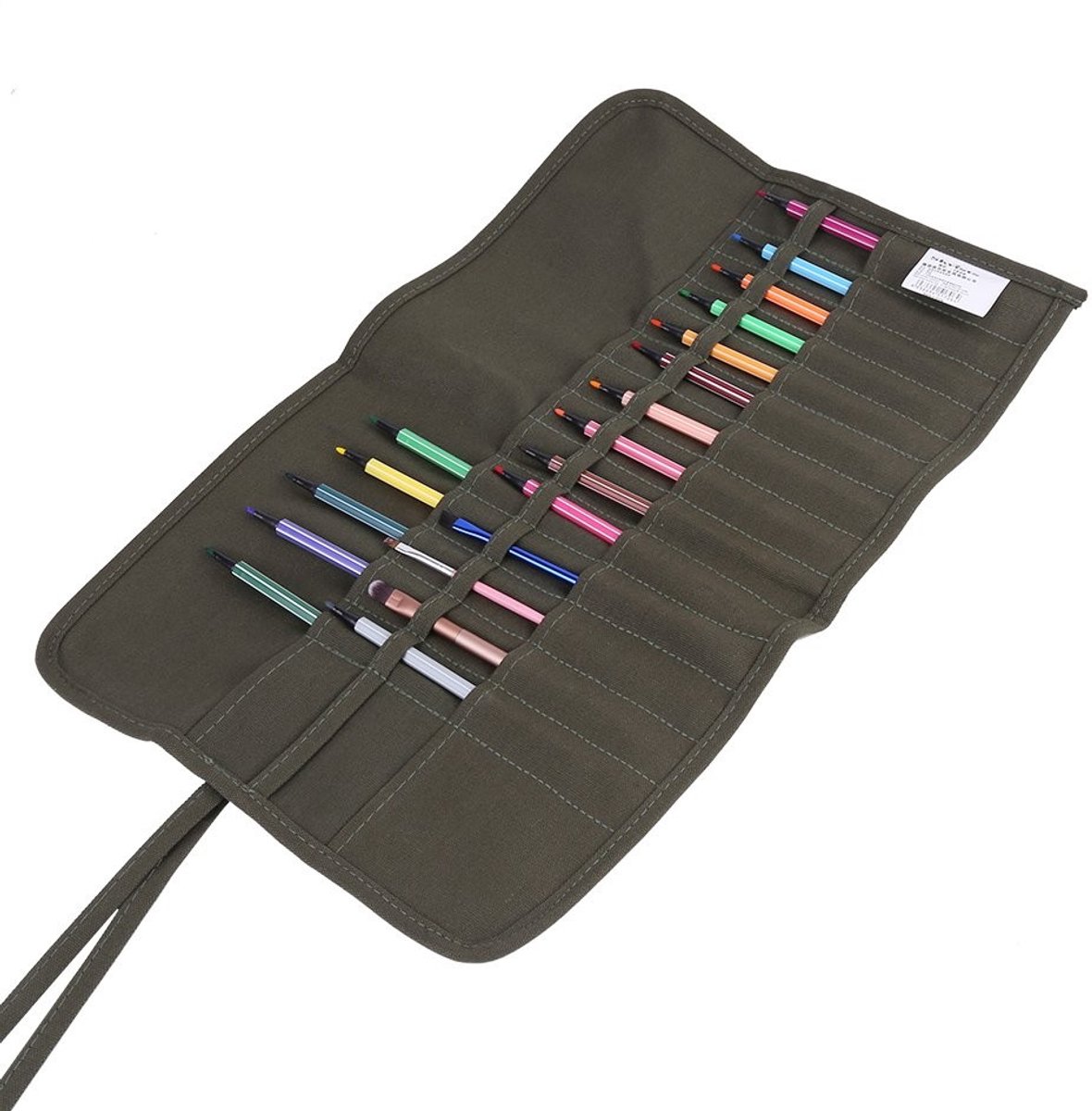 Dailygoods- Kwastenhouder 22 Gaten - Opvouwbaar - Canvas - Lichtgewicht - Organisator - Bescherming tegen stof en schade - Kwastenrol