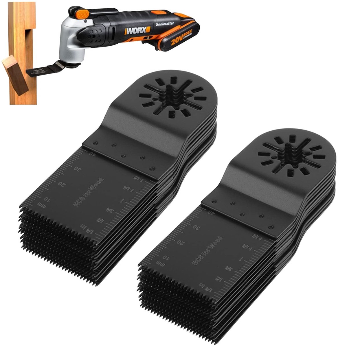 Dailygoods- Oscillerend Zaagblad Set - 20 Stuks - Koolstofstaal - Universeel - Multitool - Slijtvast - Dieptemarkeringen - Zaagbladen