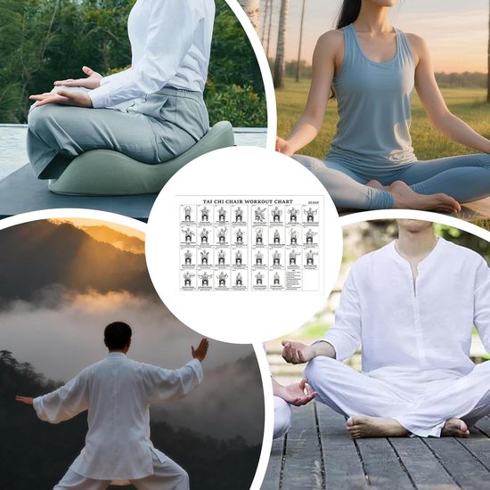 Stoel Yoga Plan - Oefen Poster - Thuis Fitness - Senioren Vriendelijk - 45 x 30 cm - Meerkleurig — afbeelding 3