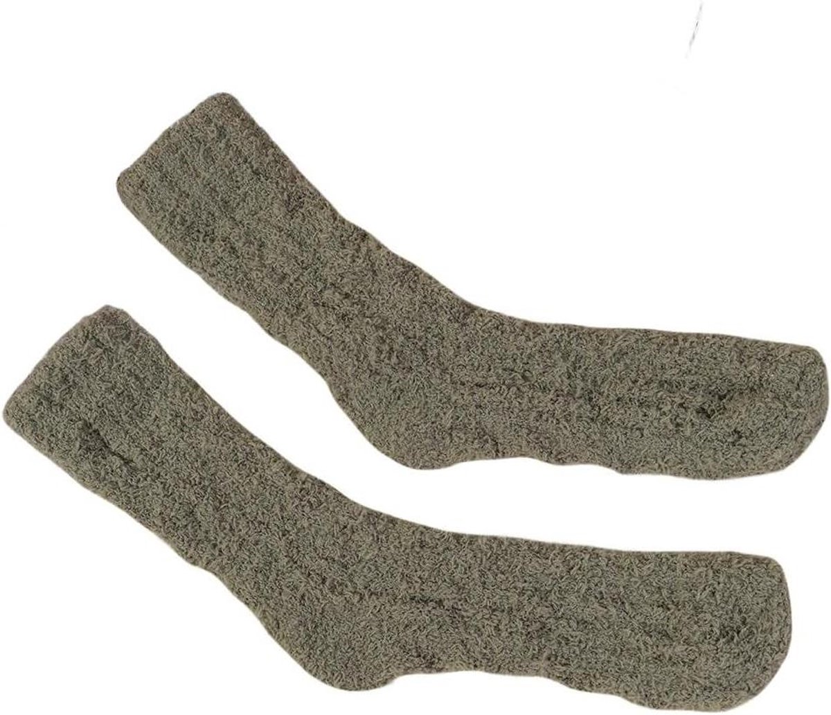 Warme Sokken - Huissokken Fleece - Comfort Thuis - Zachte Coral Fleece - 3 Paar - Groen