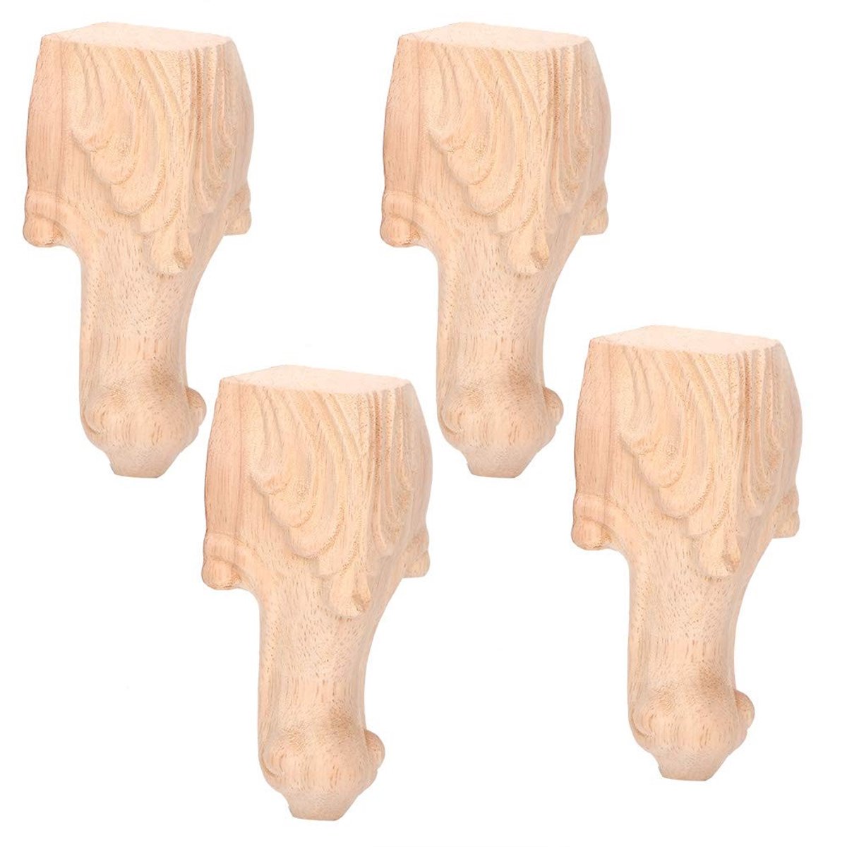 Dailygoods- Kabinet Poten - Houten Meubelpoten Set van 4 - Europese Stijl - Decoratieve Snijwerk - 15 x 6 cm - Duurzaam en Veilig
