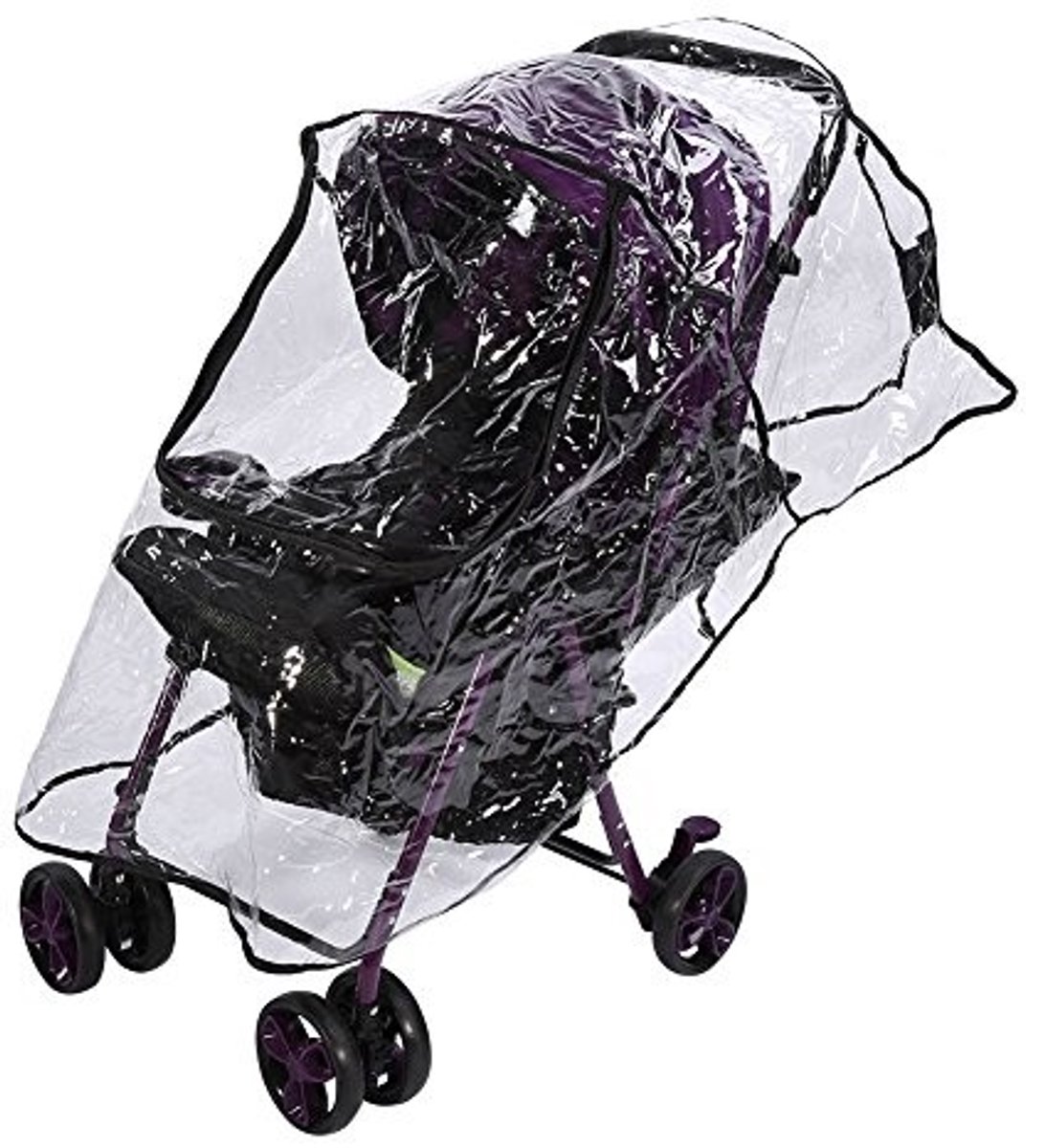 Dailygoods- Regenhoes Universeel Waterdicht - Kinderwagen Accessoire - Ritsvenster - Opvouwbaar - Transparant PVC - Bescherming tegen Regen/Wind/Sneeuw - Kinderwagenbescherming