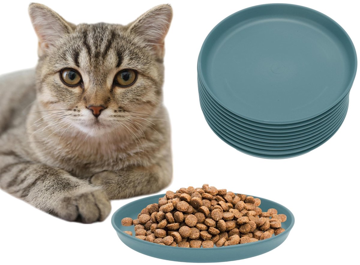Dailygoods- Kattenschaal - Platte Kattenvoerbak - Ronde Kattenkom - Diepblauw - Hoogwaardig PP-Materiaal - Veilig en Milieuvriendelijk
