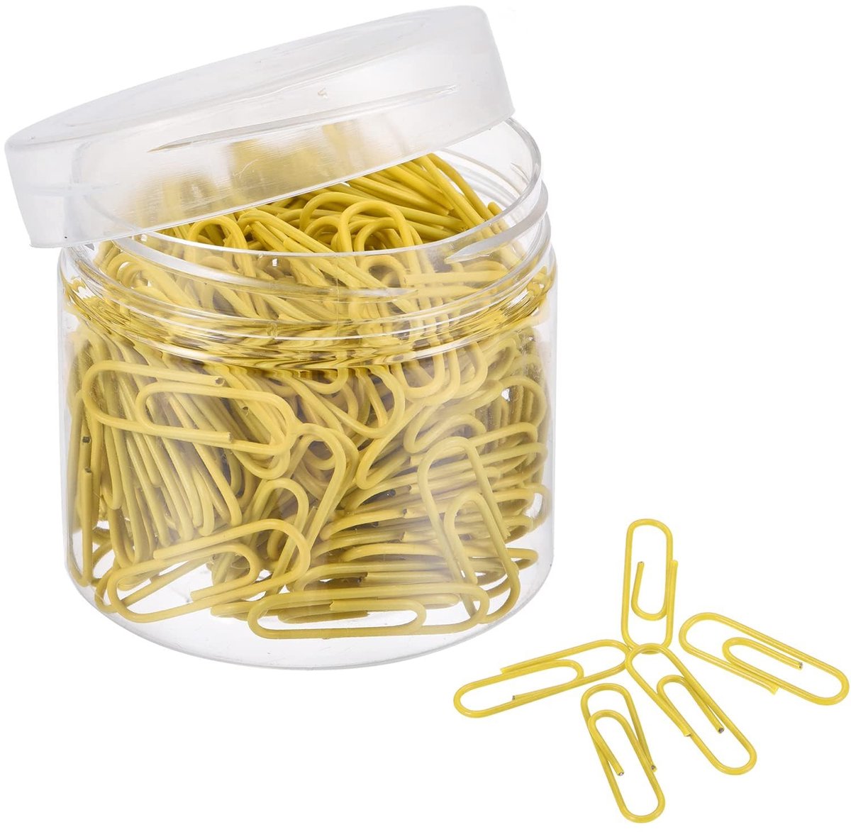 Dailygoods- Paperclips 200 Stuks - Geel - Schattig - Roestvrij - Vinyl Coating - Kantoor Benodigdheden - 28mm Formaat - Kantoorbenodigdheden