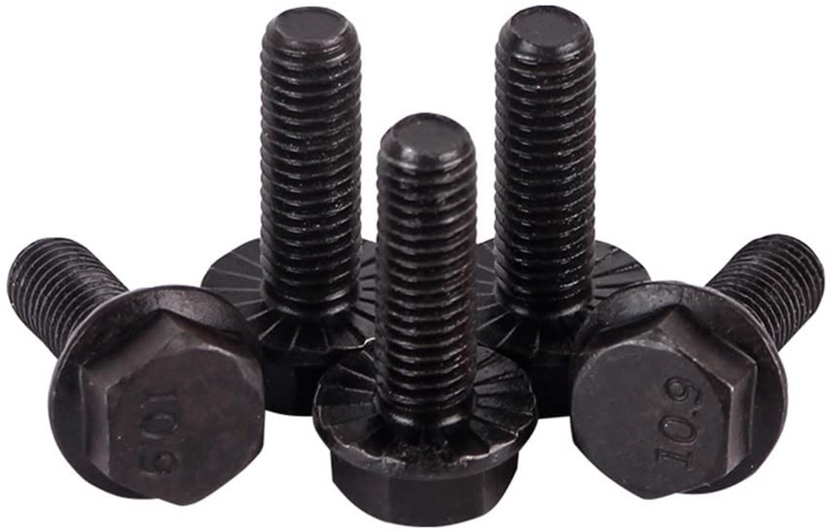 Dailygoods- Zeskantschroeven met flens - Gelegeerd Staal - M10x35mm - 2 Stuks - Volledige Schroefdraad - Hoge Treksterkte - Flensbouten