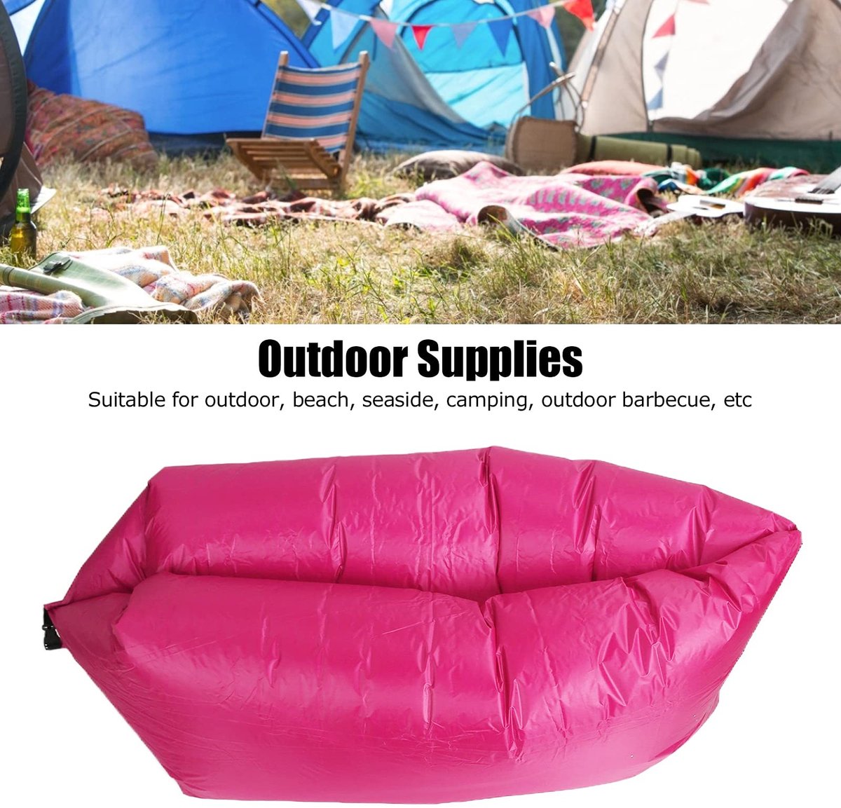 Dailygoods- Opblaasbare Lounger Ergonomisch - Opvouwbare Sofa - Hangmat - Voor Strand/Camping - Lichtgewicht - Comfortabele Hoofdsteun - Luchtbank