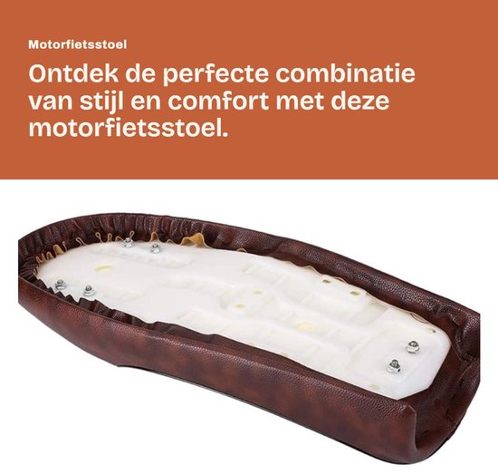 Dailygoods- Motorfietsstoel PU-leer - Vintage - Café Racer - Vlakke Zitting - Montagebeugels - Gloednieuw, Lichtgewicht - Motorzadel van Dailygoods — afbeelding 3