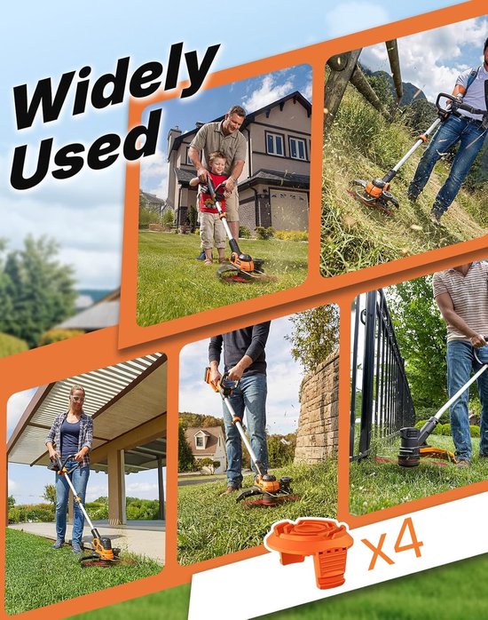 4 stuks - Spoelkop voor grasmaaier - Vervangende spoelkap voor grasmaaier - Oranje spoeldop - Vervangende spoeldop voor grasmaaier - Grasmaaieraccessoires - Geschikt voor Worx grasmaaiers — afbeelding 3