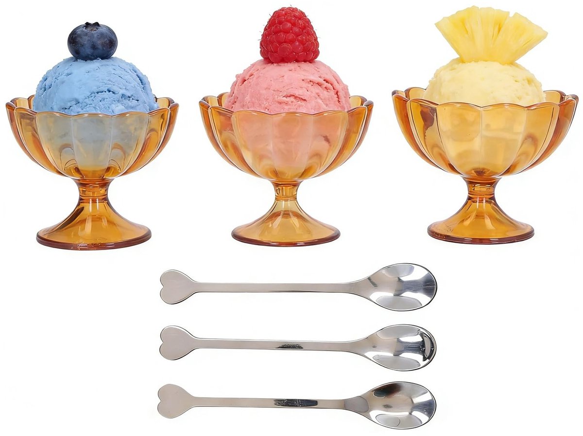 Dailygoods- Dessertbekers Set van 3 - Herbruikbare Bekers - Kunststof/Roestvrij Staal - El