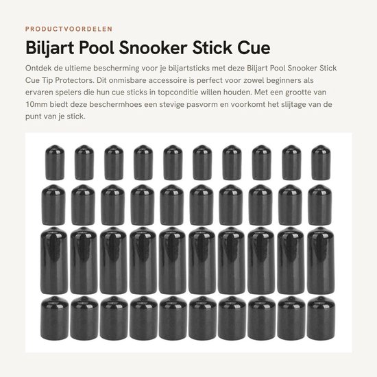 Dailygoods- Biljart Cue Tip Beschermhoes - Rubber - 10 Stuks - Duurzaam - Vochtbestendig - Lichtgewicht - 10mm/20g - Keu van Dailygoods — afbeelding 5