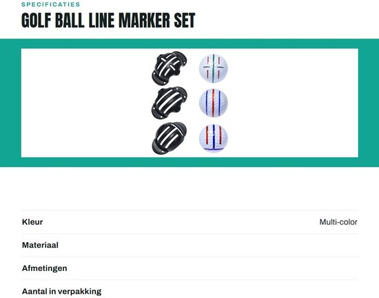 Dailygoods- Golfballijnmarker Set - 3 Halfronde Sjablonen - 4 Kleur Markeringen - Golfaccessoires - Nauwkeurige Uitlijning - Unieke Markeringen - Golfmarker van Dailygoods — afbeelding 2